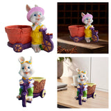 Maxbell Lovely Rabbit Flowerpots Resin Cartoon Planter Pots for Fairy Garden Desktop Girl