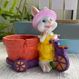 Maxbell Lovely Rabbit Flowerpots Resin Cartoon Planter Pots for Fairy Garden Desktop Girl