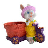 Maxbell Lovely Rabbit Flowerpots Resin Cartoon Planter Pots for Fairy Garden Desktop Girl