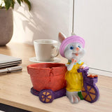 Maxbell Lovely Rabbit Flowerpots Resin Cartoon Planter Pots for Fairy Garden Desktop Girl