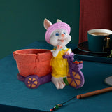 Maxbell Lovely Rabbit Flowerpots Resin Cartoon Planter Pots for Fairy Garden Desktop Girl