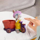 Maxbell Lovely Rabbit Flowerpots Resin Cartoon Planter Pots for Fairy Garden Desktop Girl