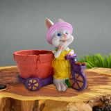 Maxbell Lovely Rabbit Flowerpots Resin Cartoon Planter Pots for Fairy Garden Desktop Girl