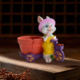 Maxbell Lovely Rabbit Flowerpots Resin Cartoon Planter Pots for Fairy Garden Desktop Girl