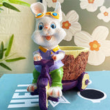 Maxbell Lovely Rabbit Flowerpots Resin Cartoon Planter Pots for Fairy Garden Desktop Boy