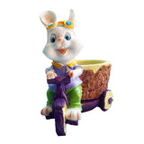 Maxbell Lovely Rabbit Flowerpots Resin Cartoon Planter Pots for Fairy Garden Desktop Boy