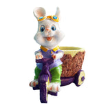 Maxbell Lovely Rabbit Flowerpots Resin Cartoon Planter Pots for Fairy Garden Desktop Boy