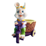 Maxbell Lovely Rabbit Flowerpots Resin Cartoon Planter Pots for Fairy Garden Desktop Boy