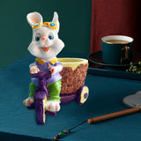 Maxbell Lovely Rabbit Flowerpots Resin Cartoon Planter Pots for Fairy Garden Desktop Boy