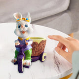 Maxbell Lovely Rabbit Flowerpots Resin Cartoon Planter Pots for Fairy Garden Desktop Boy