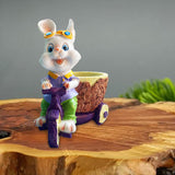 Maxbell Lovely Rabbit Flowerpots Resin Cartoon Planter Pots for Fairy Garden Desktop Boy
