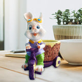 Maxbell Lovely Rabbit Flowerpots Resin Cartoon Planter Pots for Fairy Garden Desktop Boy