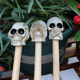 Maxbell 3 Pieces Creative Rake with Skull Decor Skull Statue Garden Rake for Digging White