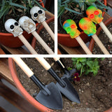 Maxbell 3 Pieces Creative Rake with Skull Decor Skull Statue Garden Rake for Digging White