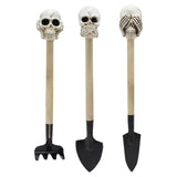Maxbell 3 Pieces Creative Rake with Skull Decor Skull Statue Garden Rake for Digging White