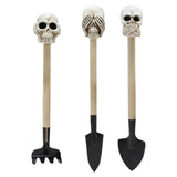 Maxbell 3 Pieces Creative Rake with Skull Decor Skull Statue Garden Rake for Digging White