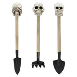Maxbell 3 Pieces Creative Rake with Skull Decor Skull Statue Garden Rake for Digging White