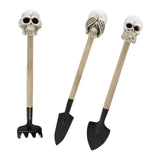 Maxbell 3 Pieces Creative Rake with Skull Decor Skull Statue Garden Rake for Digging White