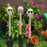 Maxbell 3 Pieces Creative Rake with Skull Decor Skull Statue Garden Rake for Digging White