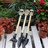 Maxbell 3 Pieces Creative Rake with Skull Decor Skull Statue Garden Rake for Digging White