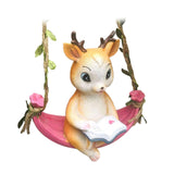 Maxbell Resin Fawn Deer Figurine Hanging Ornament Hand Painted for Housewarming Gift