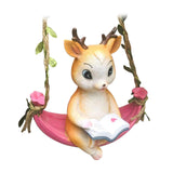 Maxbell Resin Fawn Deer Figurine Hanging Ornament Hand Painted for Housewarming Gift
