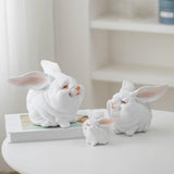 Maxbell Easter Mini Bunny Figurines Little White Rabbit Micro Landscape for Birthday Medium