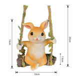 Maxbell Hanging Swing Rabbit Statues Tree Hugger Decoration for Lawn Garden Tree