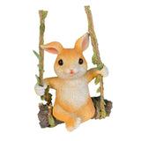 Maxbell Hanging Swing Rabbit Statues Tree Hugger Decoration for Lawn Garden Tree