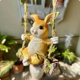 Maxbell Hanging Swing Rabbit Statues Tree Hugger Decoration for Lawn Garden Tree
