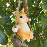 Maxbell Hanging Swing Rabbit Statues Tree Hugger Decoration for Lawn Garden Tree