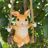 Maxbell Hanging Swing Rabbit Statues Tree Hugger Decoration for Lawn Garden Tree