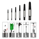Maxbell 6Pcs Screw Extractor Set Multiuse Portable for Industrial Screw Bolt Removal