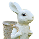 Maxbell Easter Bunny Statue Flowerpot Resin Outdoor Ornament for Courtyard Versatile White