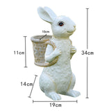 Maxbell Easter Bunny Statue Flowerpot Resin Outdoor Ornament for Courtyard Versatile White