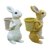 Maxbell Easter Bunny Statue Flowerpot Resin Outdoor Ornament for Courtyard Versatile White