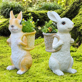 Maxbell Easter Bunny Statue Flowerpot Resin Outdoor Ornament for Courtyard Versatile White