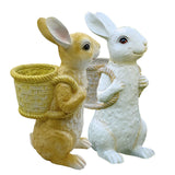 Maxbell Easter Bunny Statue Flowerpot Resin Outdoor Ornament for Courtyard Versatile White