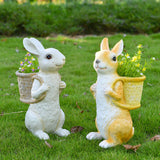 Maxbell Easter Bunny Statue Flowerpot Resin Outdoor Ornament for Courtyard Versatile White