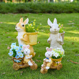 Maxbell Easter Bunny Statue Flowerpot Resin Outdoor Ornament for Courtyard Versatile White