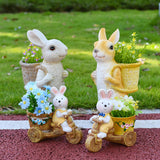 Maxbell Easter Bunny Statue Flowerpot Resin Outdoor Ornament for Courtyard Versatile White