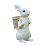 Maxbell Easter Bunny Statue Flowerpot Resin Outdoor Ornament for Courtyard Versatile White