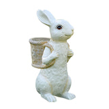 Maxbell Easter Bunny Statue Flowerpot Resin Outdoor Ornament for Courtyard Versatile White