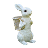 Maxbell Easter Bunny Statue Flowerpot Resin Outdoor Ornament for Courtyard Versatile White