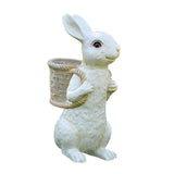 Maxbell Easter Bunny Statue Flowerpot Resin Outdoor Ornament for Courtyard Versatile White