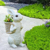 Maxbell Easter Bunny Statue Flowerpot Resin Outdoor Ornament for Courtyard Versatile White