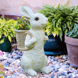 Maxbell Easter Bunny Statue Flowerpot Resin Outdoor Ornament for Courtyard Versatile White