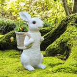 Maxbell Easter Bunny Statue Flowerpot Resin Outdoor Ornament for Courtyard Versatile White