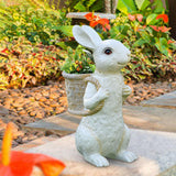 Maxbell Easter Bunny Statue Flowerpot Resin Outdoor Ornament for Courtyard Versatile White