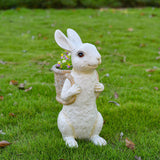 Maxbell Easter Bunny Statue Flowerpot Resin Outdoor Ornament for Courtyard Versatile White